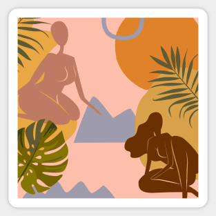 Woman and Desert - boho minimalist #3 Sticker